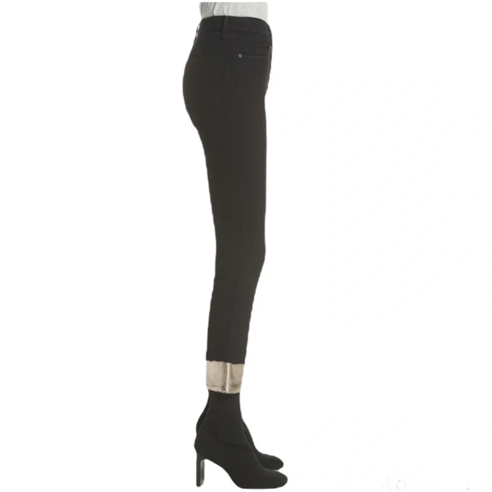 Rag & Bone NWT Bilbury Ankle Cigarette Metallic Hem Jean Size 25 Black/Gold - Picture 4 of 14
